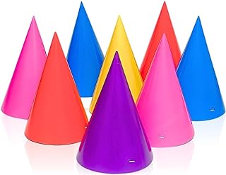 Vibrant Assorted Paper Party Hats - 8 Count - Durable, Eye-catching Design