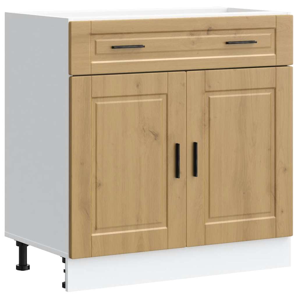 Vidaxl (Artisan Oak, 80 X 46 X 81.5 Cm) Kitchen Base Cabinet Porto Black Engineered Wood Sink Base Cabinet