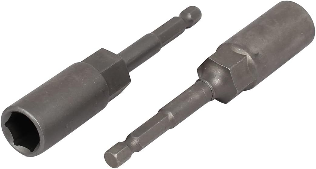 uxcell 150mmx10mm Metal Screwdriver Drill Hex Nut Driver Socket Bit 2PCS Gray