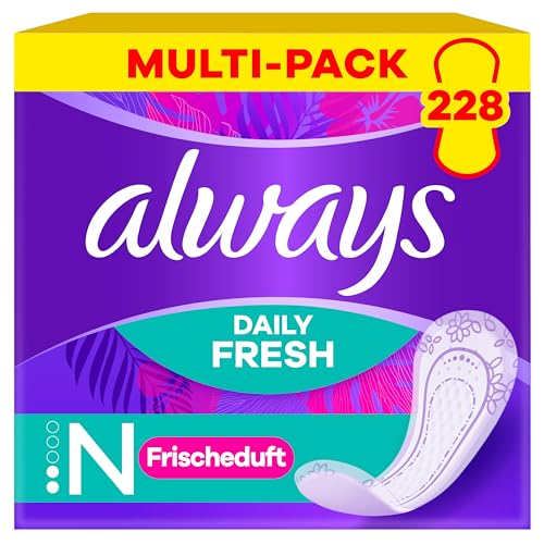 Always Daily Fresh und Protect Normal 228 Slipeinlagen (Sparpackung 3x76 Stück), mit dezentem Duft, atmungsaktiv