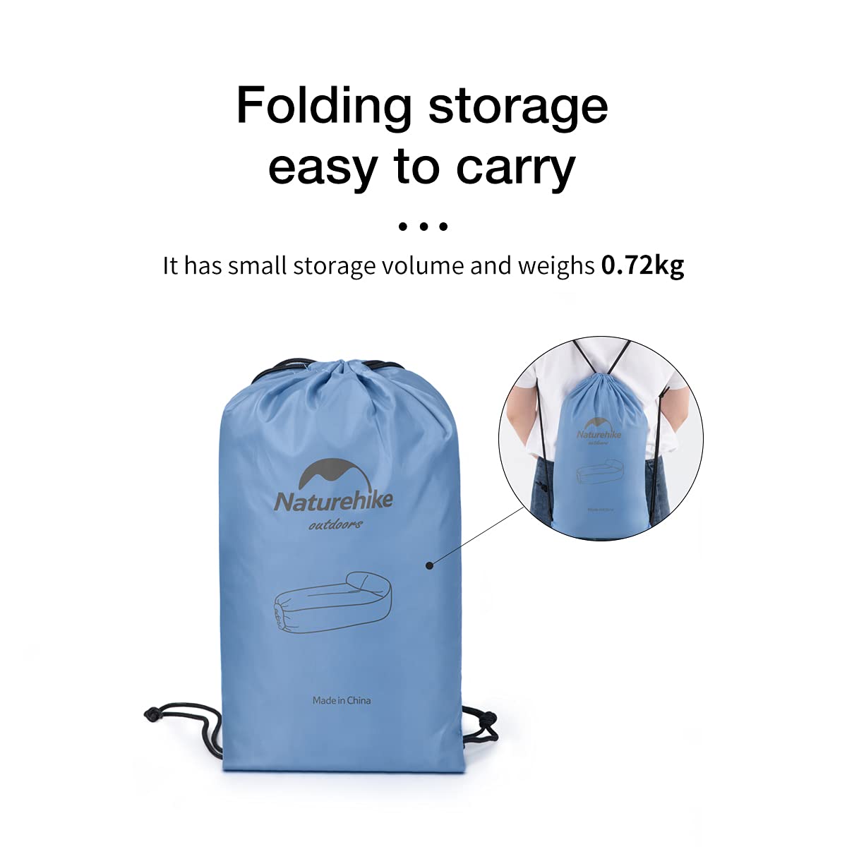 Naturehike Opblaasbare ligstoel, waterdichte opblaasbare bank met draagbare verpakking, opblaasbaar bed voor op reis, camping, zwembad (blauw Naturehike Opblaasbare ligstoel, waterdichte opblaasbare bank met draagbare verpakking, opblaasbaar bed voor op reis, camping, zwembad (blauw