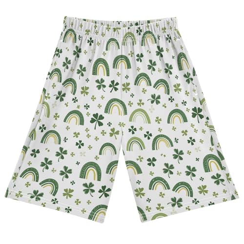 Green Rainbows Clover Pajama Pants Short Sleep Pants Pajama Bottoms Elastic Waist with Pockets 6-14 Years