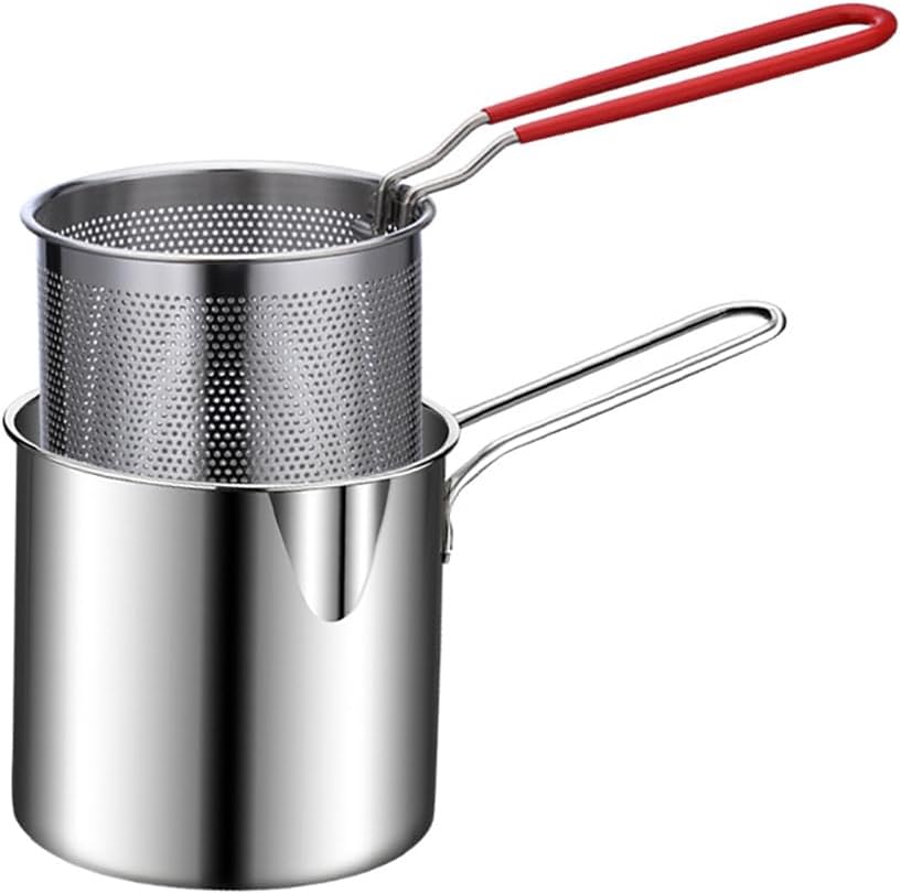 Home Deep Fryer Kit, Multifunctional Pasta Pot, Mini American French Fries Fryer, Outdoor Camping Portable Frying Pot, Comes with Drain Basket, Kitchen Gadgets