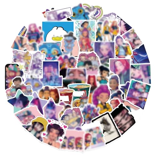 Juego de 60 pegatinas inspiradas en K-Pop con diseño de demonios, pegatinas de vinilo impermeables para ordenador portátil, monopatín, regalo para adolescentes