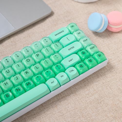 Image of PBT Jelly Keycaps, 132 Keys HOA Profile Keycaps, Green Key caps, Cute Custom Keycap for MX Switches Mechanical Keyboard