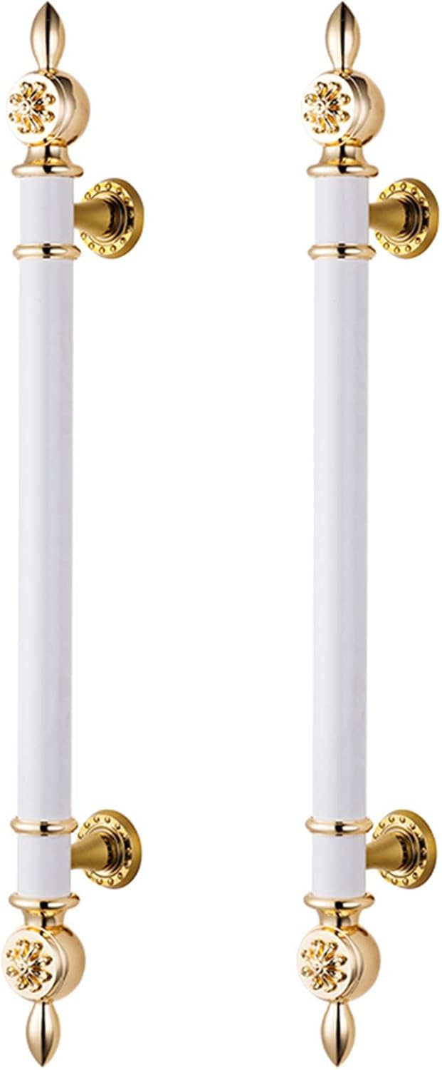 European Style Push Pull Bar Door Handle,Heavy Duty Two Side Entry Door Handles,Length 24in/32in/47in/59in Wooden/Glass Gate Handles (Color :White,Size :60cm(23 5/8"))