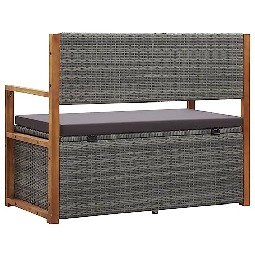 Banc avec espace de rangement extérieur gris pour la terrasse - 6