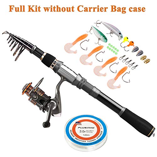 PLUSINNO Fishing Rod, Telescopic Fishing Rod and Reel Combo, Collapsible Travel Fishing Pole Rod...