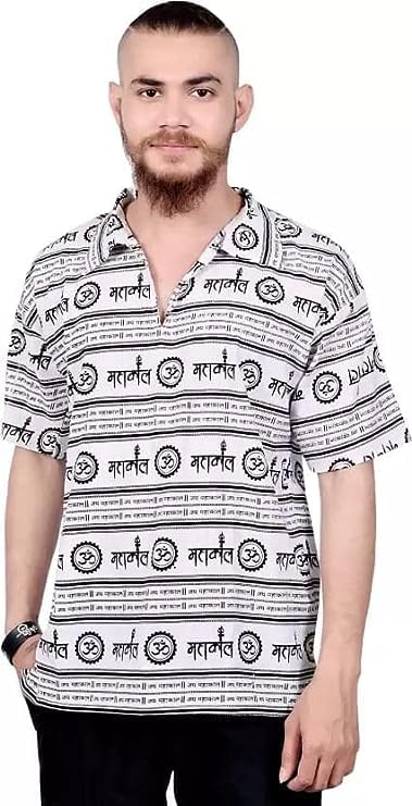 Om Namah Shivay Printed Cotton Short Kurta Tshirt for Pooja