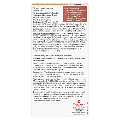 Doppelherz Complexe pour la Peau et Le Pelage pour Chats, Soutien de la Fonction dermique en Cas de dermatose et de dépilation, Acides Gras oméga-3 et oméga-6, Biotine, Vitamines B, E et A - 25 Licks – Image 5