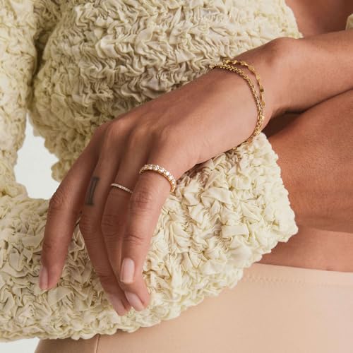 Gold Stackable Rings Set for Women, 14k Gold Plated Stacking CZ Thumb Rings Non Tarnish, Dainty Gold Knuckle Chunky Rings for Gift Size 5/6/7/8/9/10 5