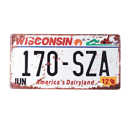 Image of Wisconsin 170 SZA Multipurpose Metal Signs - License Wall Plate, Decorative Car Tag - Ideal for Cafe, Restaurant, Shop, Home, Hotel, Club, Office, Living Area