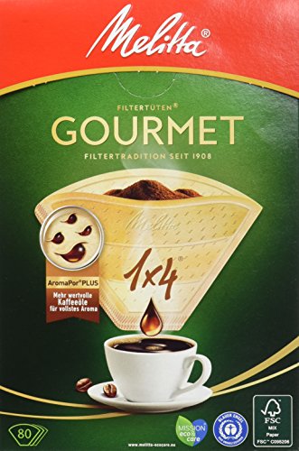 Melitta Gourmet filtros de café Natural Brown, paquete de 1 x 80 piezas