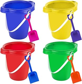 BeneFine Large Sand Bucket Pail with Shovel, 7'' Large Size Sand Bucket Water Bucket for Beach Fun Great Summer Party Accessory