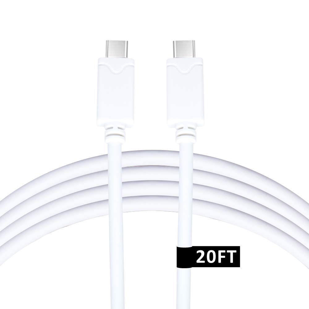 Vebner 20ft USB C to USB C Cable - Extra Long USB Type C - Compatible with Samsung, iPad Pro, Android Devices, Camera Tethering and More (White)