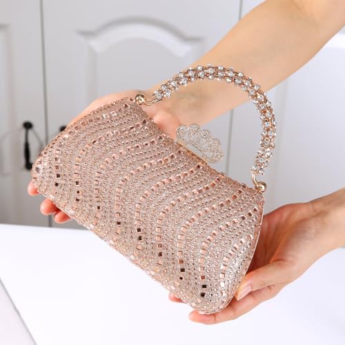 Image of Dreubea Womens Shiny Tote Evening Bag Fashion Rhinestone Decrated Handbag