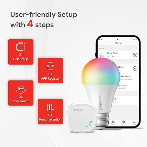 Miniatura 5 de Sengled Bombilla inteligente, cambia de color, funciona con Alexa, Google Home e IFTTT, A19 E26 LED regulable RGB multicolor, bombillas