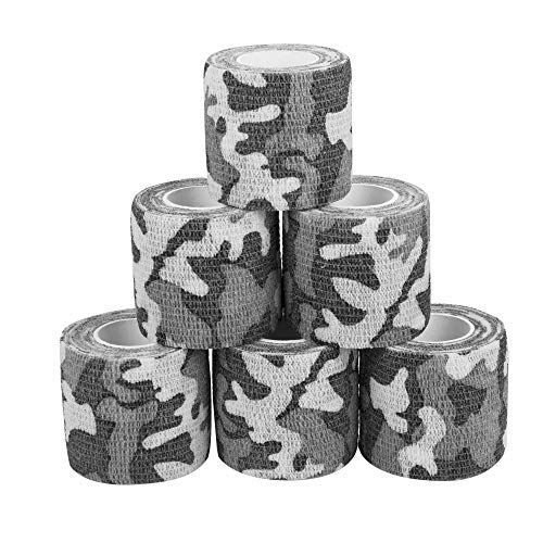 6 pièces Bandages auto-adhésifs cohésifs de camouflage d'hiver/largeur de la glace Bandage Élastique Largeur 4.5cm Longueur pour les doigts, les orteils et les pieds sans colle Cover