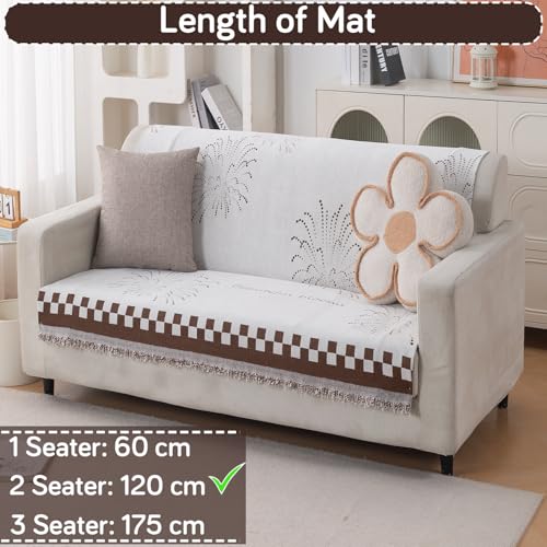 Image of HOKIPO Serene Abode Sofa Cover 2 Seater, 180x120 cm, Brown Dot Burst
