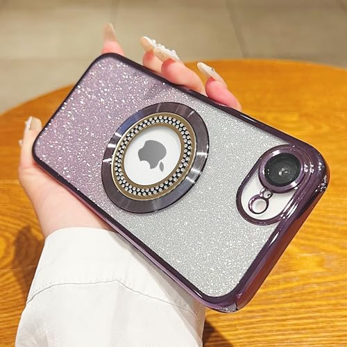 Image of Misscase for iPhone 17e Case& iPhone 16e Magnetic Glitter Case Compatible with MagSafe,Full Protection Slim Shockproof Anti-Scratch Case with Camera Lens Protector Dust-Proof Cover for Women Purple