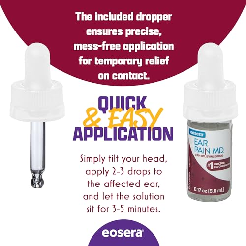 image for Earwax MD Eosera Ear Pain MD® - 4% Lidocaine Ear Drops for Maximum St
