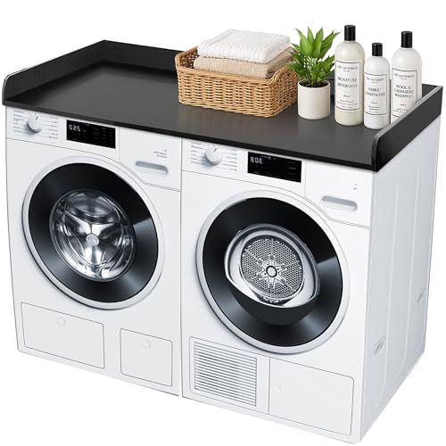 ROYXEN Washer Dryer Countertop, Laundry Countertop Solid Wood Core, Countertop for All Front-Loaded Washing Machine and Dryer, Extra Room for Laundry Room, Black