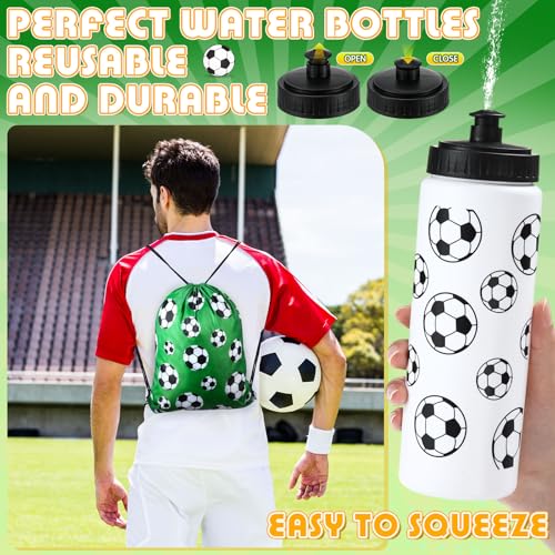 Funnymoom 12 Pcs Bulk Soccer Water Bottle Drawstring Bags 50 Sticker by Funnymoom - Used condition - Image 3