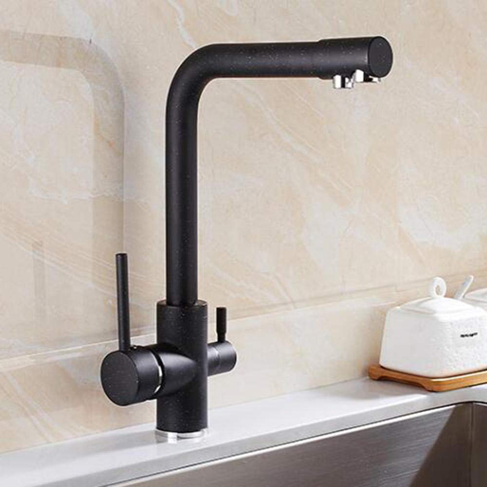 Aycdl 3 Way Kitchen Sink Mixer Faucet 3 In 1 Water Filter Faucet 360° Rotation Hot And Cold Water Pure Water Brass Kitchen Filter Faucet-A