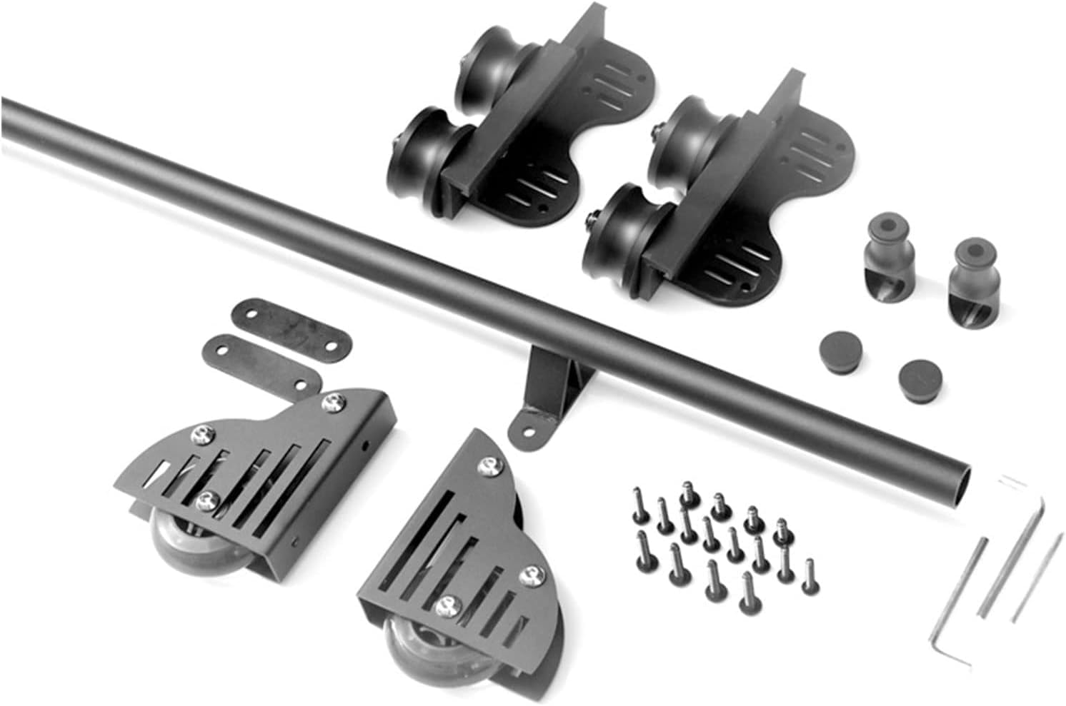 Rolling Ladder Hardware Library Sliding Ladder Hardware Kit,Retractable Complete Set of Hardware for Sliding Ladder Hanging Rail Kit 3.3ft-20ft,6.6ft/200cm Track Kit