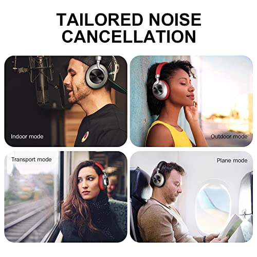 Bluetooth Headphones Over Ear, 50H Playtime Wireless Active Noise Cancelling Headphones with Built-in Mic, HiFi Stereo Sound with 4 EQ Music Modes, Support Voice Assistant - Black - Image 5