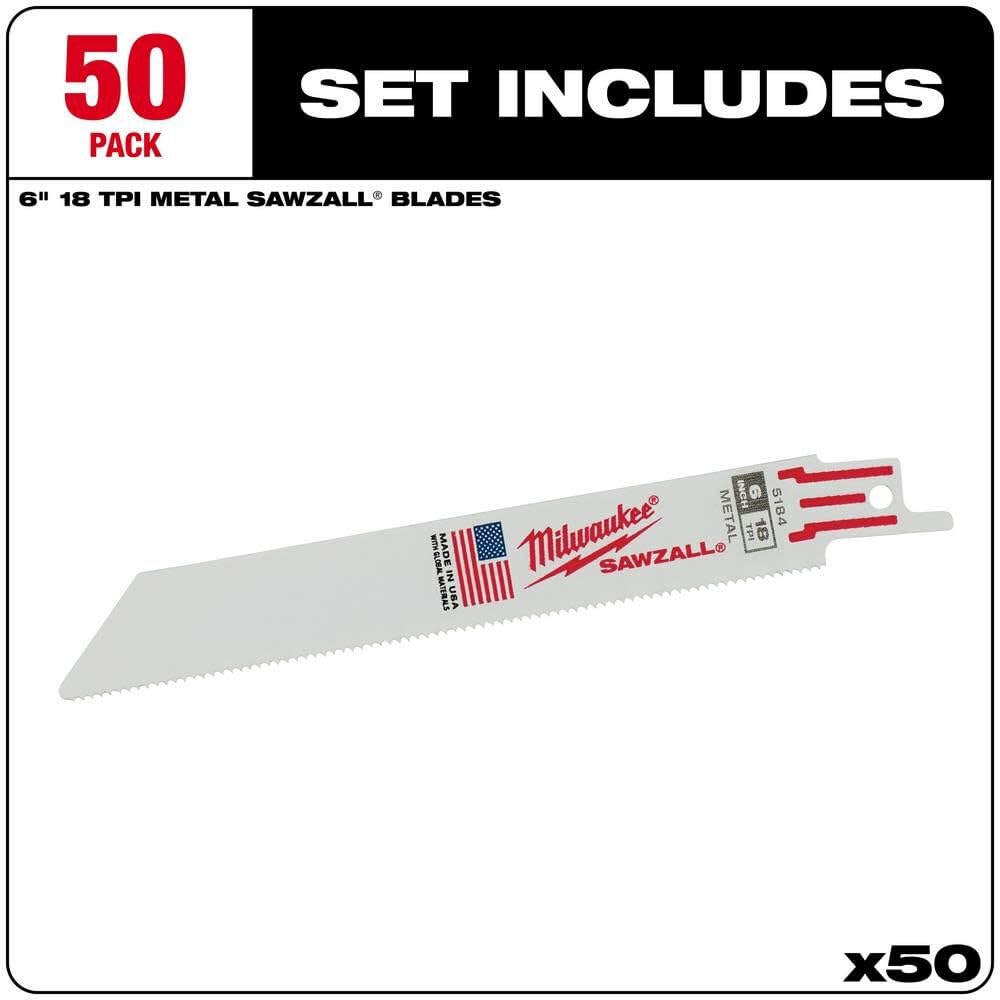 Milwaukee 48016184 Reciprozaagblad - 150 x 18TPI - Metaal (50st)