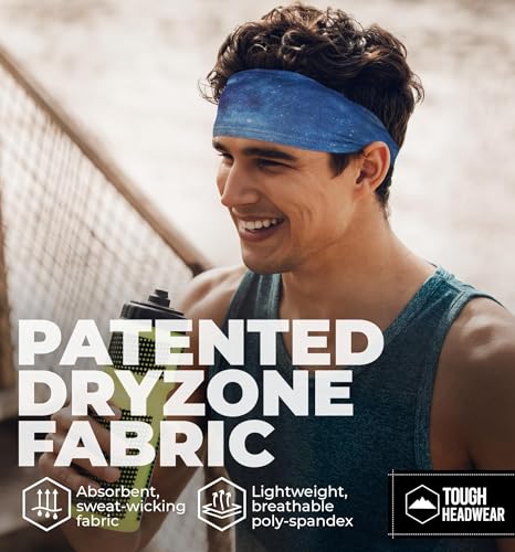 Image of Tough Headwear Tough Outfitters Headband for Men - Mens Headbands - Working Out Sports Performance Head Bands - Athletic Cycling Running Sweat Band, Football Headbands - Sweat Bands Men /Women