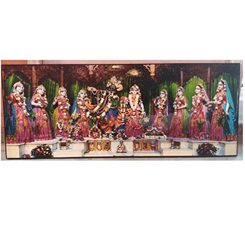 Templeshop Mayapur Iskcon Radha Madhav Asta Sakhi Photo Frame,Made by ply Wood for Home & Temple Decoration Size 12/30 inches