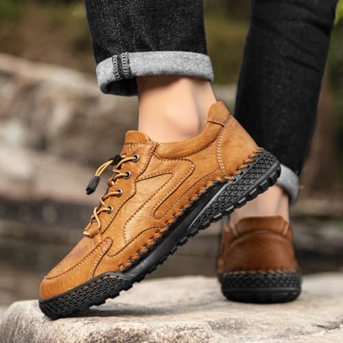 Factory Direct Delivery Directly Shipped from The Factory Mens Casual Shoes, Breathable Leather Sneakers Featuring Handmade Details. These Walking Shoes with Anti - Slip Soles are Suitable.4