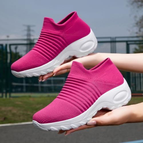 Image of Non Slip Work Shoes Women, Slip On Sneakers Women,Work Shoes Walking Gym Nurse Mesh Casual Fashion Sneakers Comfort Breathable Lightweight