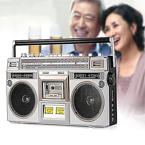 ERICAT Retro Tape Boombox, Lecteur De Cassette Bluetooth Rétro avec des Haut-parleurs Stéréo À Double Chaîne, Conception Rétro Classique des Années 80, Excellente Qualité Sonore, pour La Famille