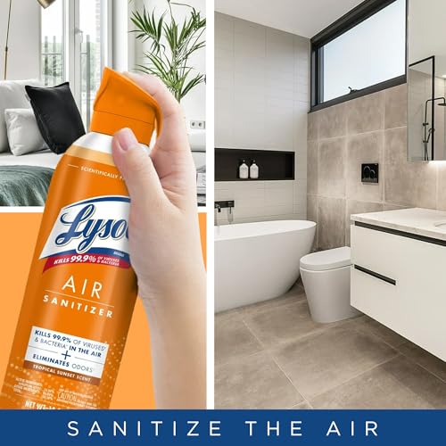 Lysol Air Sanitizer Spray with Odor Eliminator for Home & Office, Sanitizing Spray, Air Freshener Alternative, Tropical Sunset Scent, 10 oz (Pack of 3) - Image 6