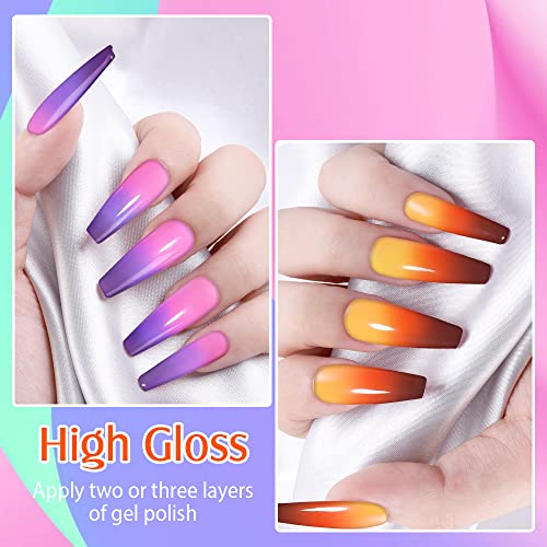 Biutee Color Changing Gel Nail Polish Set 6 Pcs 3 Temperature Mood Change Nail Gel Soak Off Uv Led Polish Gel Kit Collection Starter Manicure Gift Home/ Salon(8 Ml) #TOP4