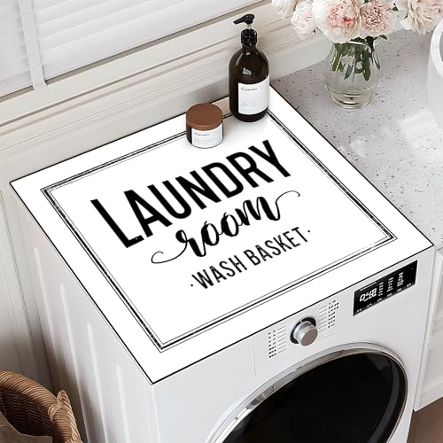 Image of Non-Slip Washer & Dryer Top Cover Mat Dust-Proof Protective Pad with Absorbent Surface & Rubber Backing, Waterproof & Heat Resistant Laundry Room Decor (Laundry Room-1, 23.6 inch x 19.7 inch)