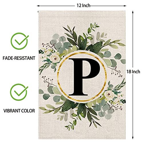 Monogram Letter P Garden Flag Floral, Garden Flags For Outside 12X18 Double Sided Small Burlap Family Last Name Initial Yard Personalized Garden Flag #TOP4