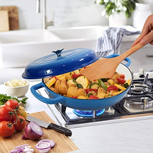 Cast Iron Dutch Oven 3.8 Quart Dutch Oven Pot With Lid Blue Heavy Duty Dutch Oven Dual Handles Porcelain Enameled Cast Iron Skillet Family Or Friends Gifts #TOP7