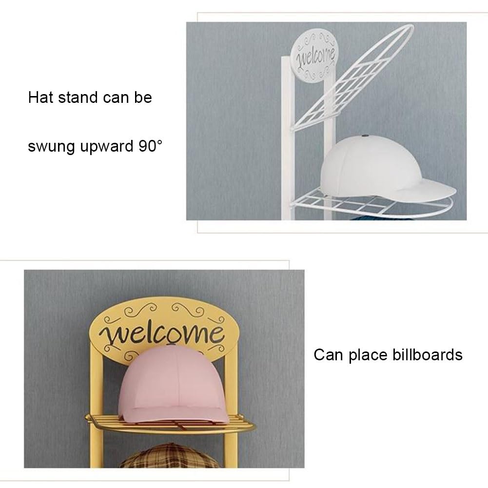 Soporte Para Estante De Exhibición De Sombreros, Colgador De Estante Para Sombreros De Pie De Metal, Torre De Estante Para Sombreros Independiente Grande ( Color : White , Tamaño : 32x37x130cm )