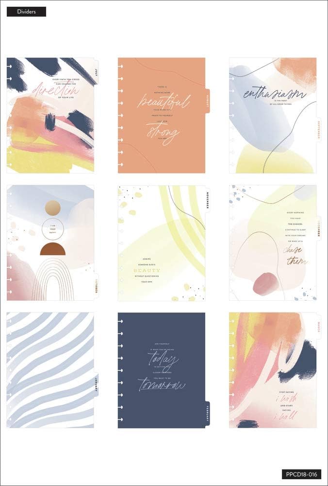 The Happy Planner Classic Sized 18 Month Planner - Abstract Things Theme - July 2021 - December 2022 - Colorblock Layout - Monthly & Weekly Disc-Bound Pages - 7" x 9.25"