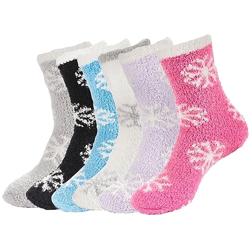 Image of BambooMN Colorful Fuzzy Socks - Assorted Super Soft Warm Microfiber Comfy Home Socks - Value Pack