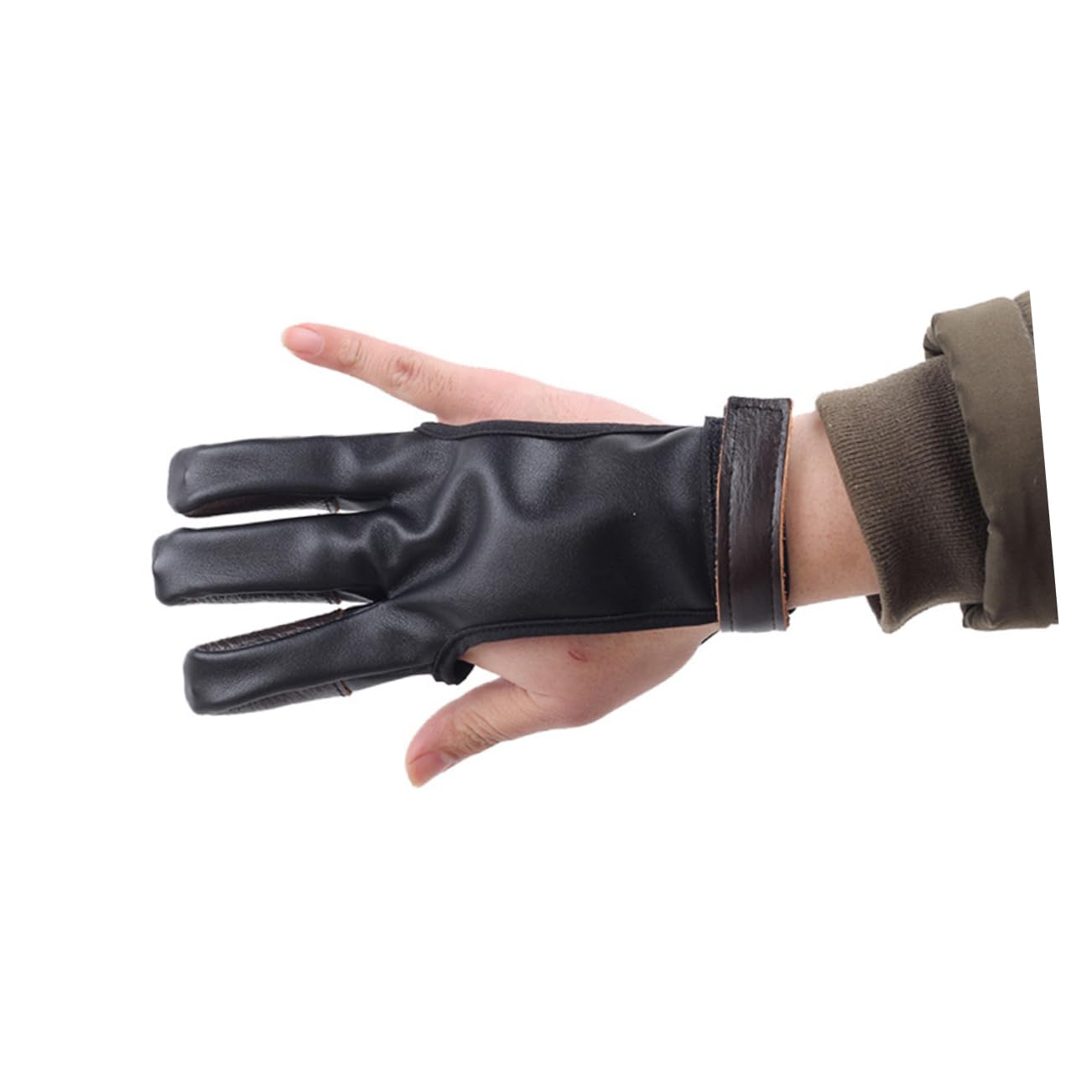 Mikikit 1pc Archery Three Finger Glove Durable Protective Accessory for Sports for Archery Practice Clubs and Enthusiasts
