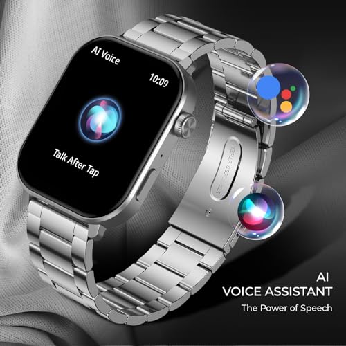 Image of beatXP Unbound Pro 1.96 inch Super AMOLED Display Bluetooth Calling Smart Watch, Metal Body, Rotary Crown, 410 * 502px, 800 Nits, 60Hz Refresh Rate, 100+ Sports Modes, 24 /7, IP67 (Silver Metal)