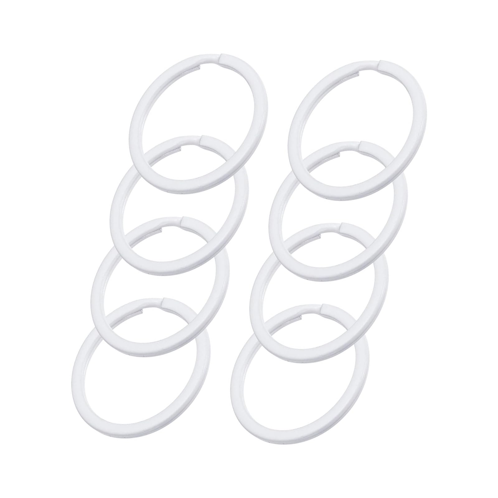 Unifizz 30mm Colourful Split Key Rings, 8Pcs Flat Round Metal Keychain Rings for Key Organisation, Crafting, Tags & DIY Accessories,White