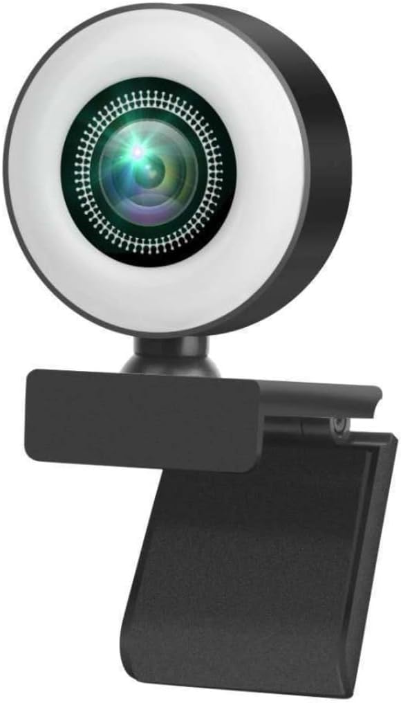 1080P Webcam for PC, Full HD Webcam for Laptop, Adjustable Ring Light, USB Web Cam Camera for Live Streaming