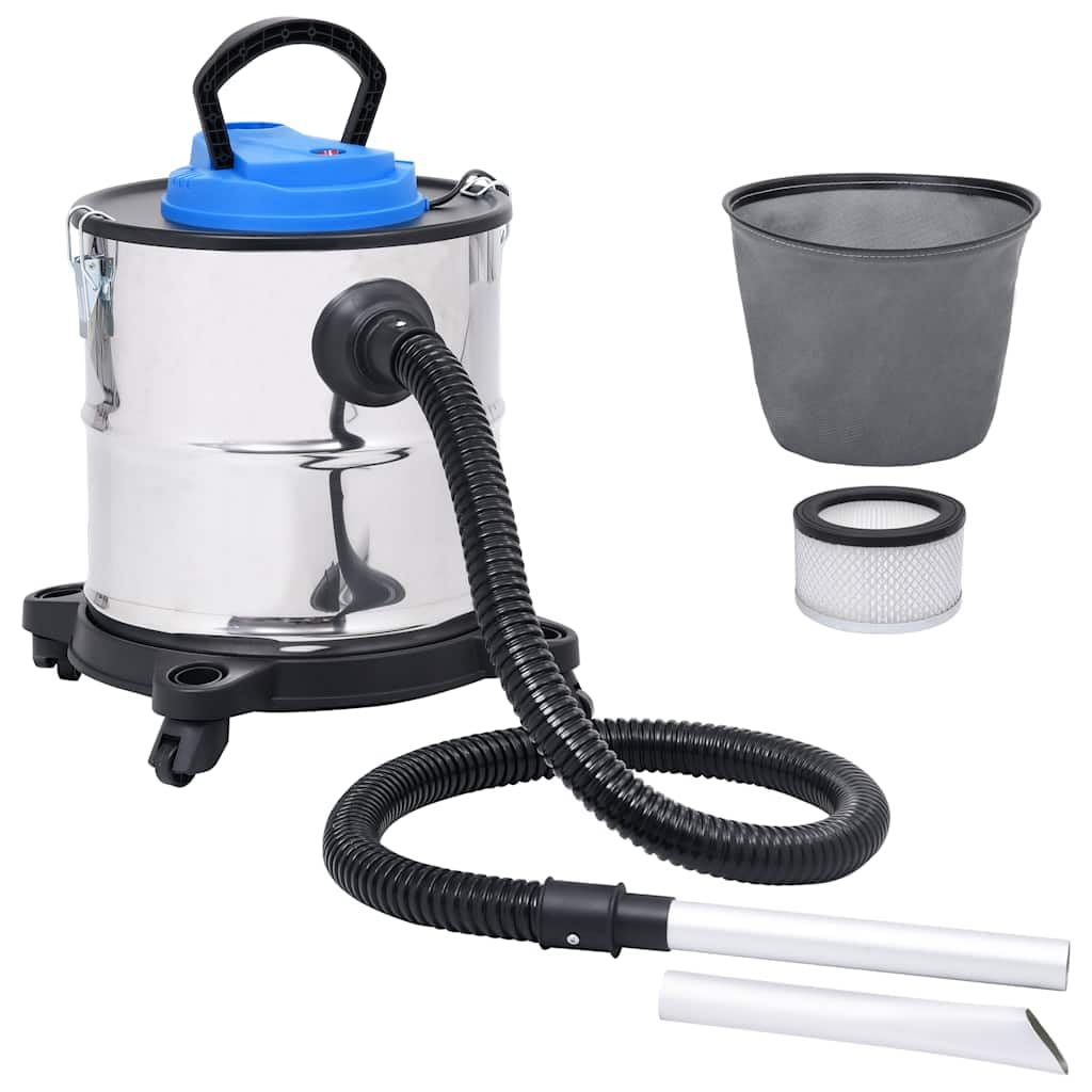Aspirador de cenizas con filtro HEPA 1200 W 20 L acero inoxidable para estufas de leña, chimeneas, fogatas, aspiradoras con función de soplado, tubo de metal resistente, portátil, ideal para