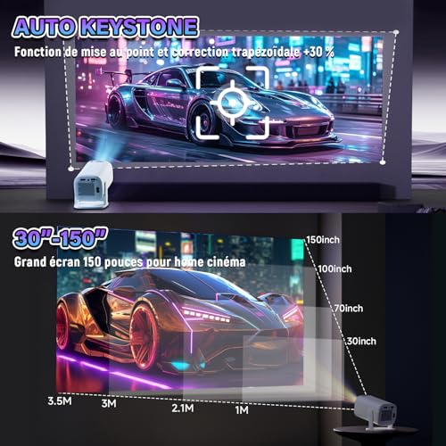 P30 Plus Mini Projecteur Video Vidéoprojecteur 36000+ jeux 14 émulateurs,Retroprojecteur avec Manettes,Auto Keystone Video Projecteur avec Wi-Fi Bluetooth,Android 11 Projector,1280*720P,180° Rotation – Image 6